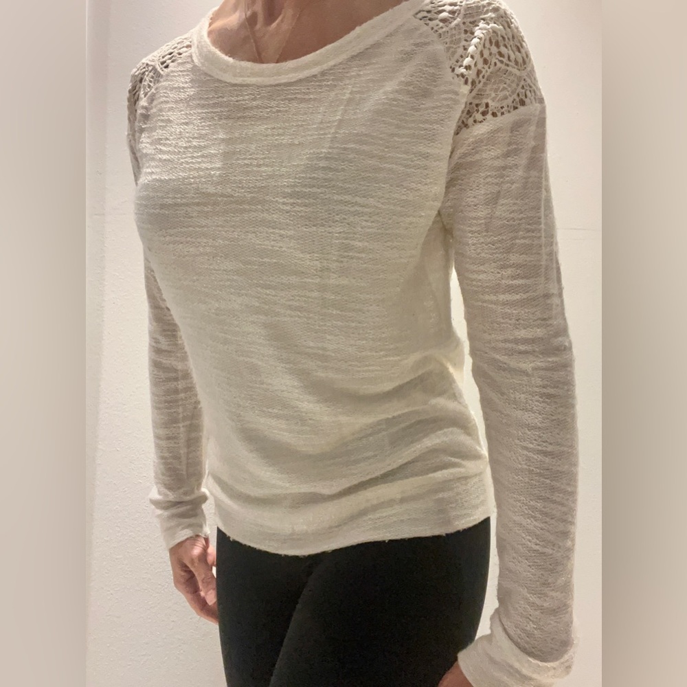 Crochet Shoulder Lightweight Sweater Top